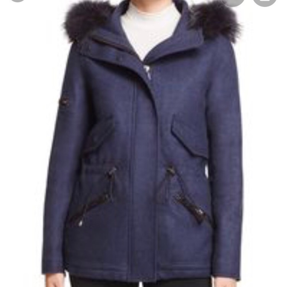 SAM. Mini Delancey fur trim coat S